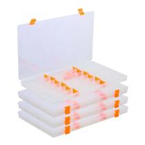 Kit com 04 Estojos para Iscas EP Fishing (Laranja, 22 divisórias)