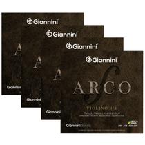 Kit Com 04 Jogos De Cordas Giannini Para Violino 4/4