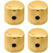 Kit Com 04 Knobs Metal Para Guitarra e Contra Baixo Com Parafuso Dourado