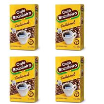 Kit Com 04 Pacotes Café Em Pó Brasileiro Tradicional Vácuo - Café Brasileiro