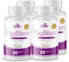 Kit Com 04 - Psyllium 60 Cápsulas de 500mg Celliv - Celliv