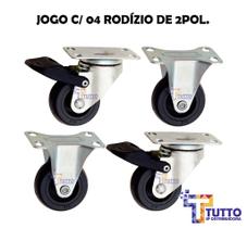 Kit com 04 rodízios de 2" c/ roda termoplástica bp210 - roda 50mm