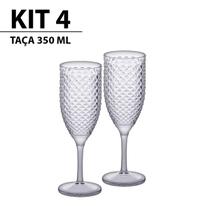 Kit com 04 Taças de Champagne Luxxor Transparente 350ml