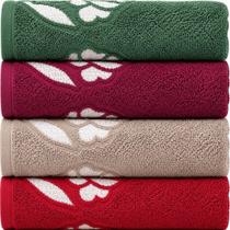 Kit Com 04 Toalhas De Banho Gigante / Banhão - Guadalupe - Verde/Rubi/Fendi/Vermelho -72x150cm- LMpeter
