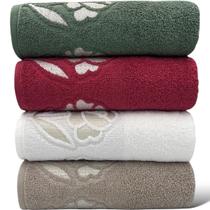 Kit Com 04 Toalhas De Banho Gigante / Banhão - Guadalupe - Verde/Vermelha/Branca/Fendi -72x150cm- LMpeter Kit Com 04 Toalhas De Banho Gigante / Banhão - Guadalupe - Verde/Vermelha/Branca/Fendi -72x150cm- LMpeter