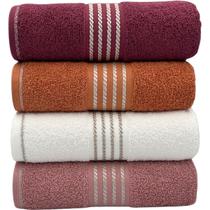 Kit Com 04 Toalhas De Banho Gigante / Banhão Quasar - Rubi/Âmbar/Branca/Rosa- 72x150cm - LMpeter