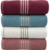 Kit Com 04 Toalhas De Banho Gigante / Banhão Quasar - Vinho/Azul/Branca/Rosa - 72x150cm - LMpeter