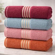 Kit Com 04 Toalhas De Banho Gigante / Banhão Quasar - Vinho/Azul/Rosa/Âmbar - 72x150cm - LMpeter