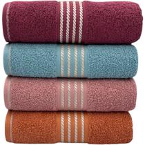 Kit Com 04 Toalhas De Banho Gigante / Banhão Quasar - Vinho/Azul/Rosa/Âmbar - 72x150cm - LMpeter