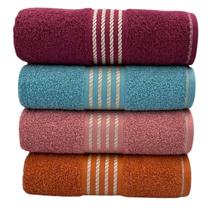 Kit Com 04 Toalhas De Banho Gigante / Banhão Quasar - Vinho/Azul/Rosa/Âmbar - 75x150cm - LMpeter