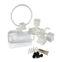 Kit Com 05 Acessórios Branco Para Banheiro Fácil De Instalar