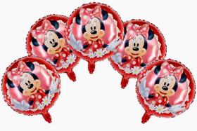 Kit com 05 balões Minnie redondo mede 45cm Kit com 05 balões Minnie redondo mede 45cm