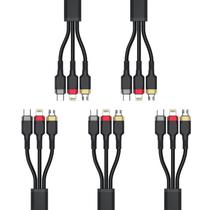 Kit com 05 Cabos 3 em 1 Lightning Type-C e Micro USB V8 3.1A