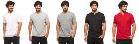 Kit com 05 camisetas basica gola portuguesa - c3