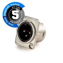 Kit Com 05 Conector XRL Macho Painel, Metal, Cirilo Cabos Kit Com 05 Conector XRL Macho Painel, Metal, Cirilo Cabos