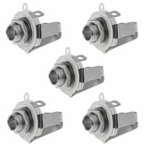 Kit Com 05 Conectores Jacks P10 Estereo Alta Qualidade Para Guitarra 1/4"