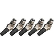 Kit Com 05 Conectores Plug XLR Canon Fêmea Em L 90º Graus Profissional
