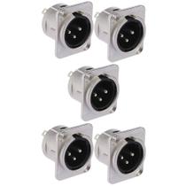 Kit Com 05 Conectores XLR Macho Profissional Para Medusas