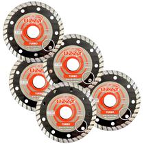 Kit com 05 Discos de Corte Uzzy Diamantado Turbo para Porcelanato 110 8 22 mm Preto