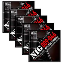Kit Com 05 Encordoamentos Nig Para Guitarra Tensão Leve 009