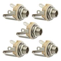 Kit Com 05 Jacks P10 Mono Circuito Fechado Para Amplificadores Mesas de Som