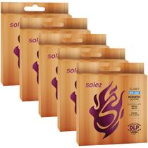 Kit Com 05 Jogos De Cordas Solez Para Violão Aço Folk 011 Kit Com 05 Jogos De Cordas Solez Para Violão Aço Folk 011