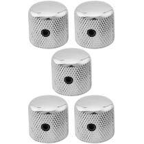 Kit Com 05 Knobs De Metal Cromado Para Contra Baixo e Guitarra