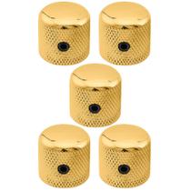 Kit Com 05 Knobs Metal Para Guitarra e Contra Baixo Com Parafuso Dourado
