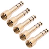 Kit com 05 Plug Adaptador P2P10 Estereo Com Rosca Banhado A Ouro