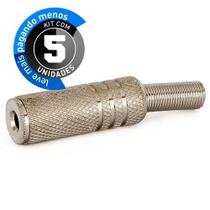 kit com 05 PLug P2 Fêmea Niquelado