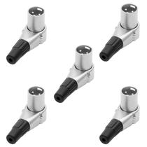 Kit Com 05 Plug Xlr Canon Macho Hjh Em L Pino Banhado A Ouro