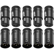 Kit Com 05 Plugs Conectores Canon XLR Low Profile Perfil Baixo Macho e Fêmea