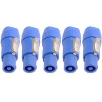 Kit Com 05 Plugs Conectores Powercon Macho 3 Polos Com Trava