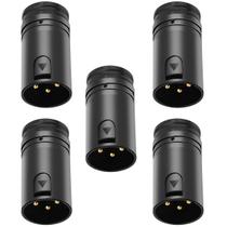 Kit Com 05 Plugs Conectores Profissional Canon XLR Macho Perfil Baixo