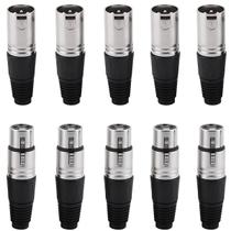 Kit Com 05 Plugs Conectores XLR Canon Linha Macho e Fêmea