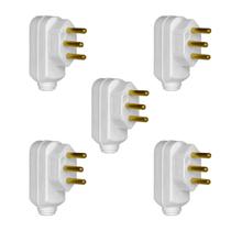 Kit com 05 Plugues Macho 3 pinos 2P T Legrand 10A 250V Branco Ref. 615901