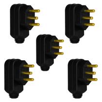 Kit com 05 Plugues Macho 3 pinos 2P T Legrand 10A 250V Preto Ref. 615911