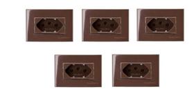 Kit Com 05 Tomada Para Moveis Margirius 2P+T Marrom 20A 250V Kit Com 05 Tomada Para Moveis Margirius 2P+T Marrom 20A 250V
