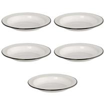 KIT Com 05 Unidades Prato Esmaltado 22/500ml Branco Ewel