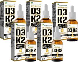 Kit Com 05 - Vitamina D3 + K2 Em Gotas Sabor Laranja 20ml Flora Nativa