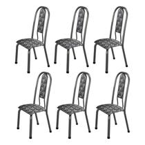 Kit com 06 Cadeiras para Sala de Jantar Fortaleza Prata/Branco/Preto Kit com 06 Cadeiras para Sala de Jantar Fortaleza Prata/Branco/Preto