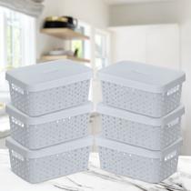 Kit Com 06 Caixas Organizadora Multiuso De Plástico C/ Tampa