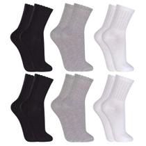 Kit Com 06 Pares De Meias Masculino Feminino Grossas Cano Alto Longo Algodão Atoalhada À PRONTA ENTREGA
