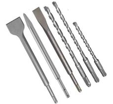 Kit com 06 Peças SDS Plus Pa Martelete com Brocas, Talhadeiras e Ponteiros Kit com 06 Peças SDS Plus Pa Martelete com Brocas, Talhadeiras e Ponteiros