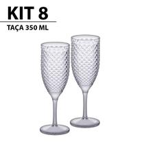 Kit com 08 Taças de Champagne Luxxor Transparente 350ml