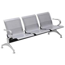 Kit com 09 Cadeiras Longarina Aeroporto Cromada 3 Lugares