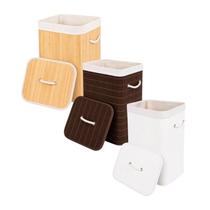 Kit com 09 Cestos de Bambu 70 Litros Bege / Branco / Marrom Kit com 09 Cestos de Bambu 70 Litros Bege / Branco / Marrom