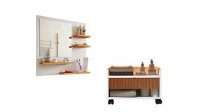 Kit Com 1 Armário Gabinete Para Banheiro Prisma E 1 Espelheira Fox - JM3 Móveis