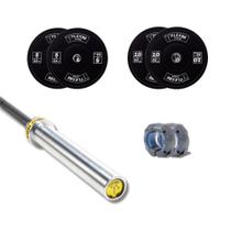 Kit com 1 Barra Feminina presilhas 2 anilhas de 5kg 2 anilhas de 10kg Flexbe Fitness