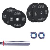 Kit com 1 Barra Feminina + presilhas + 2 anilhas de 5kg + 2 Kit com 1 Barra Feminina + presilhas + 2 anilhas de 5kg + 2